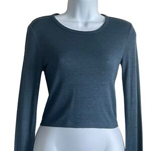 Aritzia Wilfred Free Women Crop Top XS Green Sheer Stretch Soft Layer Streetwear
